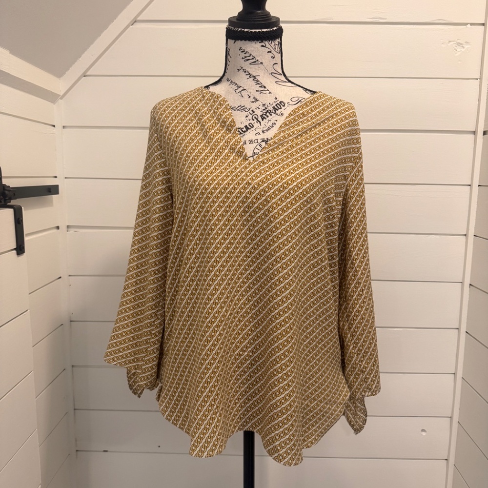 MICHAEL by Michael Kors Chain Print Blouse – Size Large – EUC